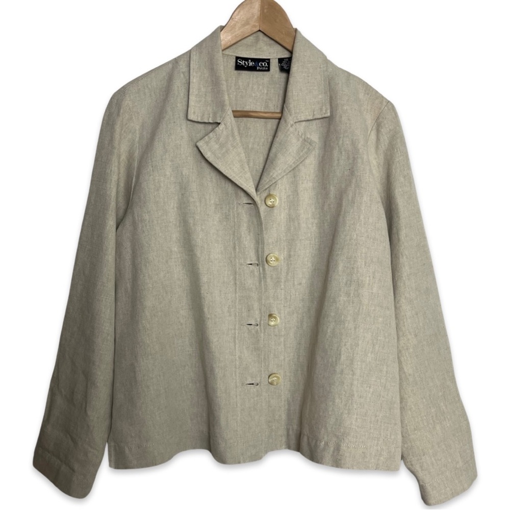 STYLE&CO Oatmeal Linen Top Petite size Small